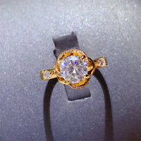 Ring Giulia - 1ct Moissanite Halo Sterling Silver Ring Women's Ring Velanci