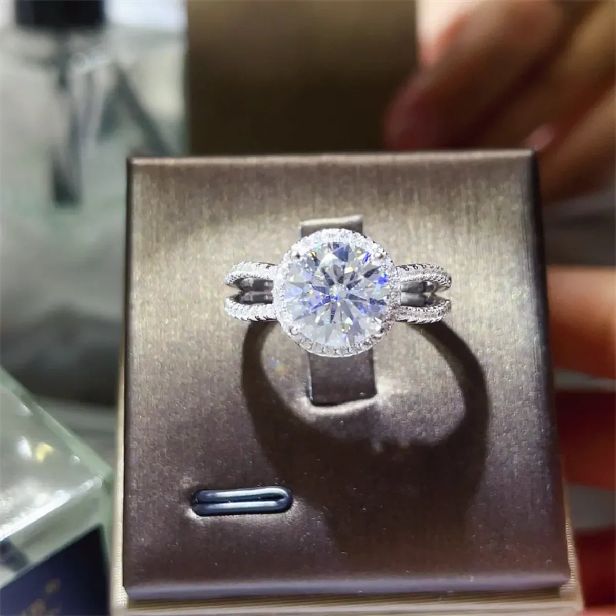 Ring Alessia - Platinum Plated 2 Carat Moissanite Center Women's Ring Velanci