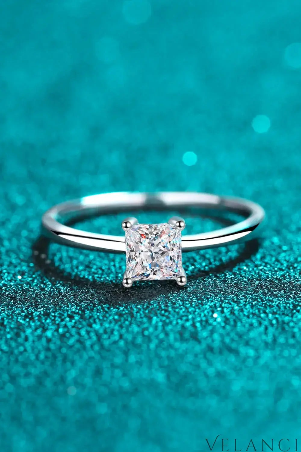 Sterling Silver Moissanite Ring Giulia - Minimalist Glow Women's Ring Velanci