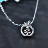 Moissanite Apple Pendant Necklace - Sterling Silver 0.5ct Velanci