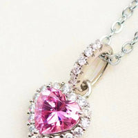 Pink Moissanite Heart Pendant Necklace Sterling Silver Velanci