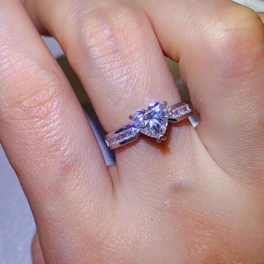 1 Carat Moissanite Sterling Silver Ring Aria - Daily Shine Women's Ring Velanci