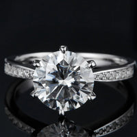 Moissanite Side Stone Ring Bianca - 3ct Minimalist Sparkle Women's Ring Velanci