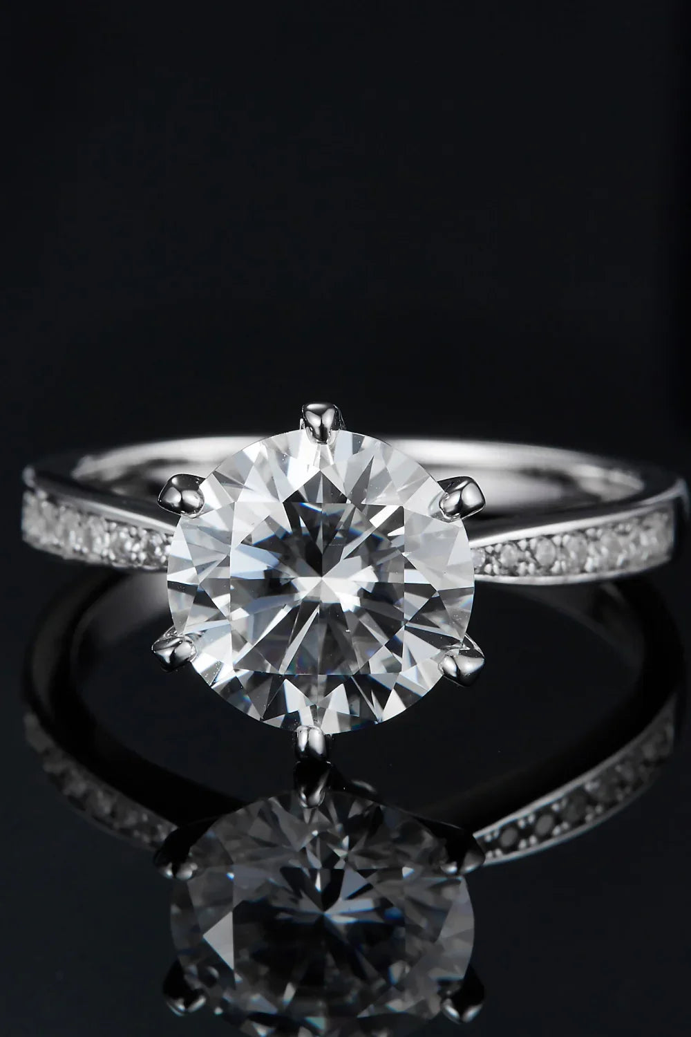 Moissanite Side Stone Ring Bianca - 3ct Minimalist Sparkle Women's Ring Velanci