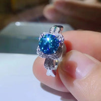 1 Carat Moissanite Sterling Silver Ring Giovanna - Blue Halo Women's Ring Velanci
