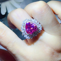 Ring Isabella - 5 Carat Moissanite Heart Glow Silver Women's Ring Velanci