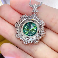 10 Carat Moissanite Sterling Silver Halo Pendant Necklace Velanci