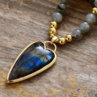 Copper-Accent Stone Bead Pendant Necklace - Coastal Charm Velanci