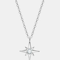 Moissanite North Star Pendant Necklace - Sterling Silver Velanci