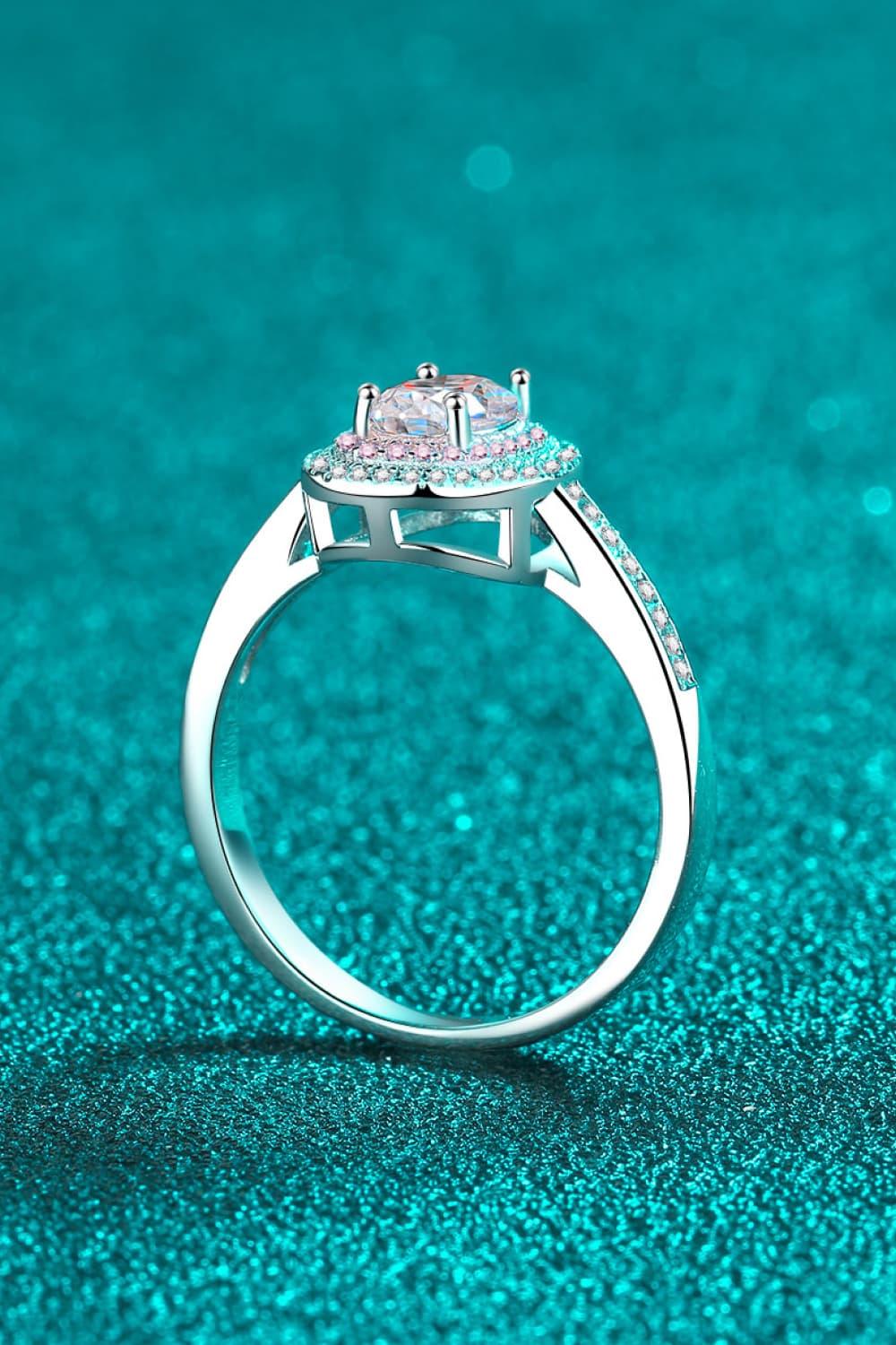 Ring Sofia - 1 Carat Moissanite Halo Ring in Sterling Silver Women's Ring Velanci