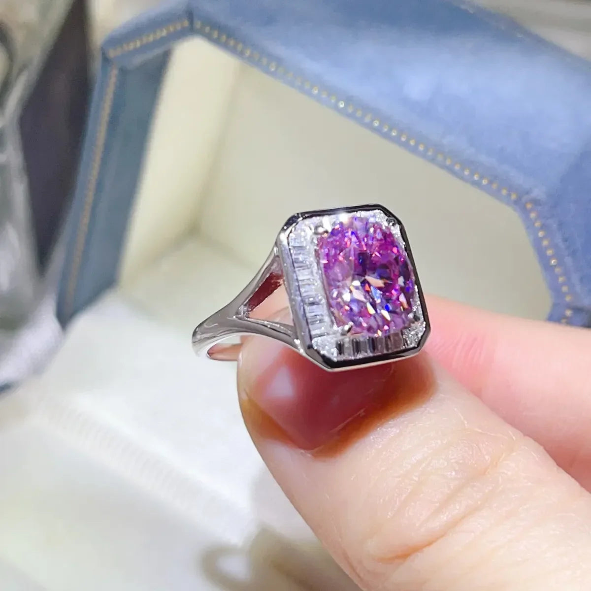 3 Carat Moissanite Square Ring Elena - Coastal Shine Women's Ring Velanci