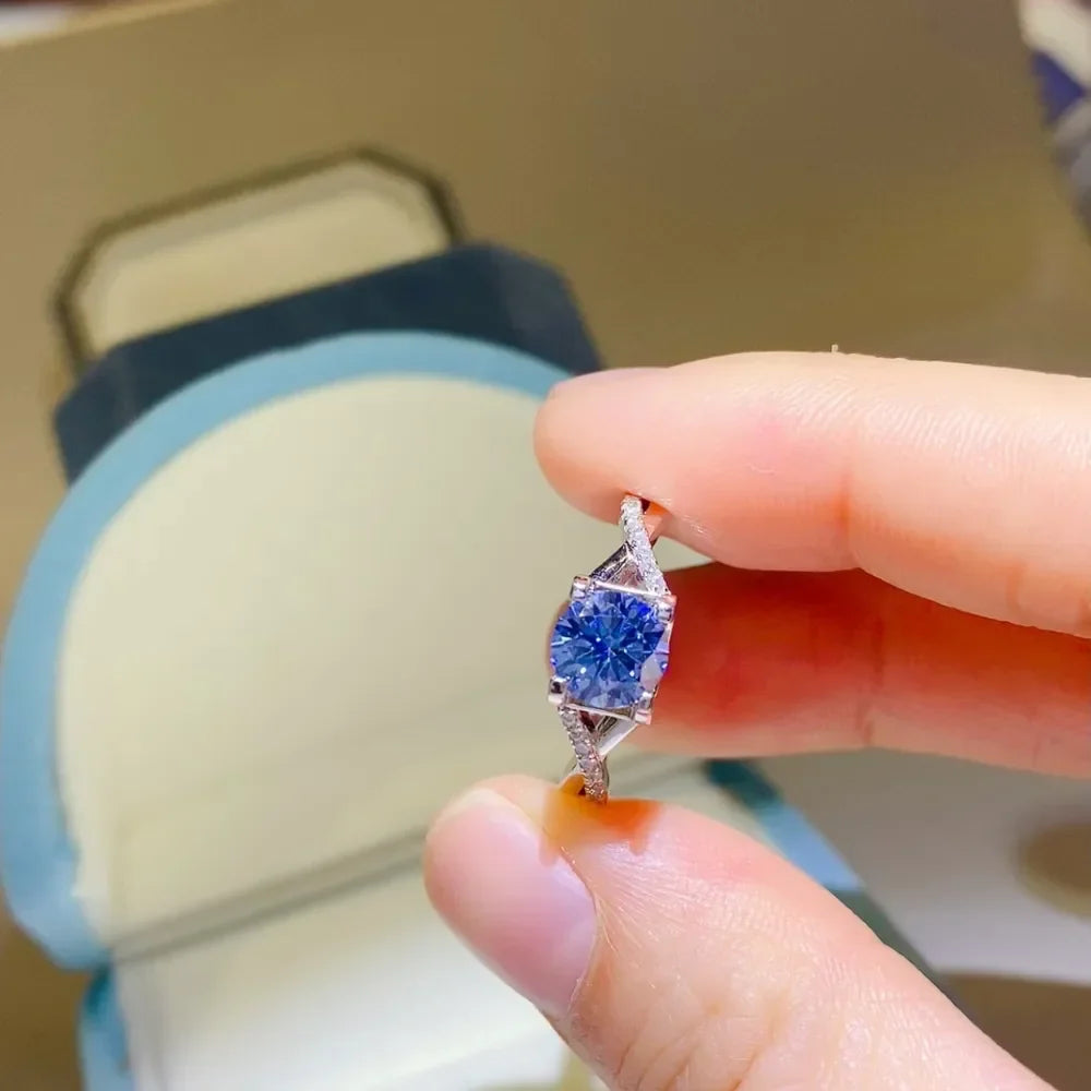 1 Carat Moissanite Ring Ariella - Crisscross Sterling Silver Women's Ring Velanci