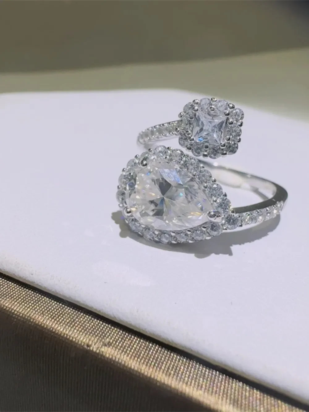 2 Carat Moissanite Silver Bypass Ring Giulia - Shine Women's Ring Velanci