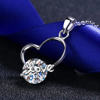 Moissanite Heart Pendant Necklace - 2 Carat Sterling Silver Velanci