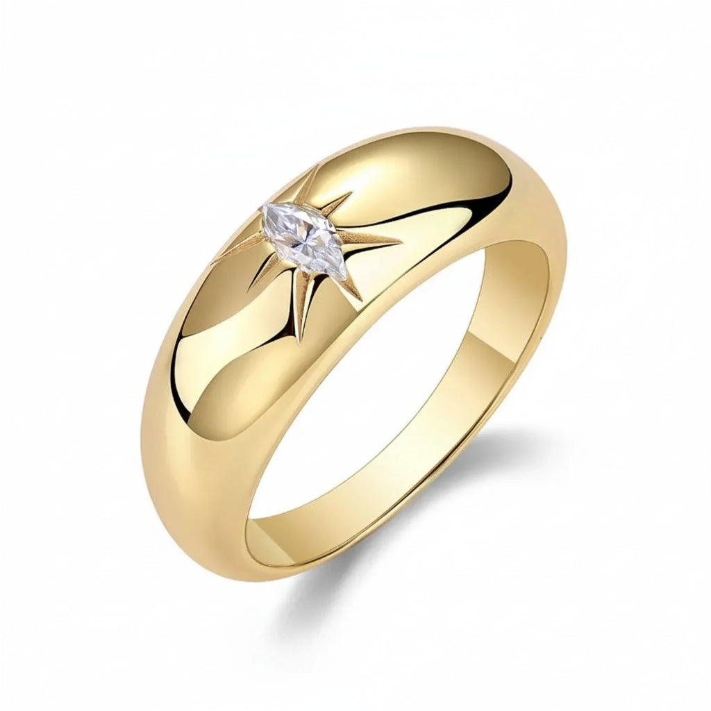 Moissanite Ring Valentina - 18K Gold-Plated Silver Shine Women's Ring Velanci