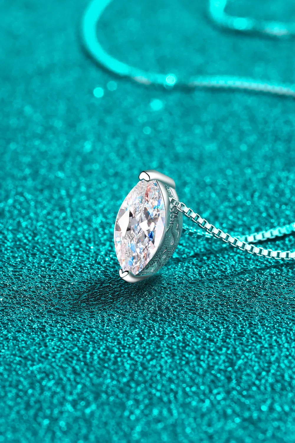 Moissanite Necklace - 1 Carat Rhodium Plated Silver Velanci