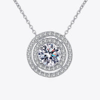 Rhodium Plated Moissanite Round Pendant Necklace - 0.5ct Velanci