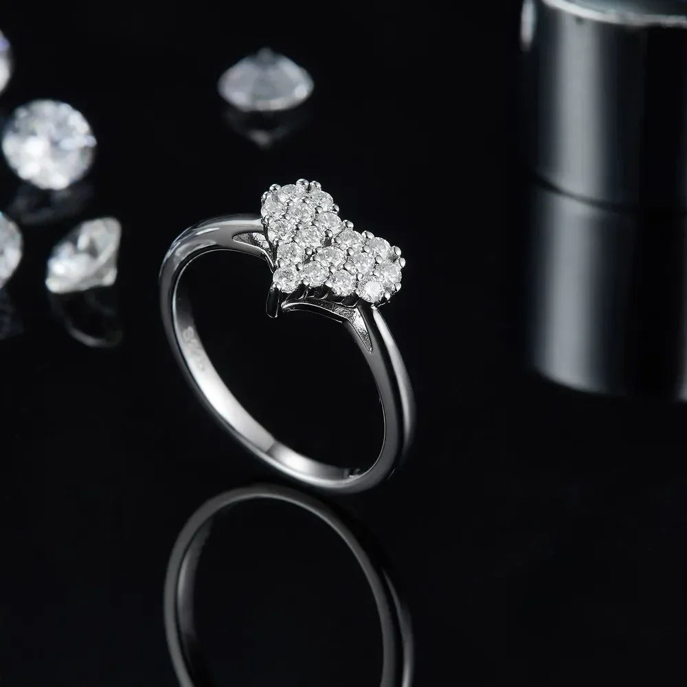Moissanite Sterling Silver Heart Ring Sofia - 0.33ct Women's Ring Velanci