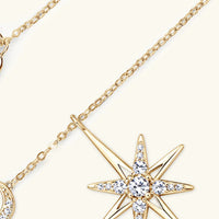 Moon Star Necklace - Platinum-Plated Moissanite Pendant Velanci