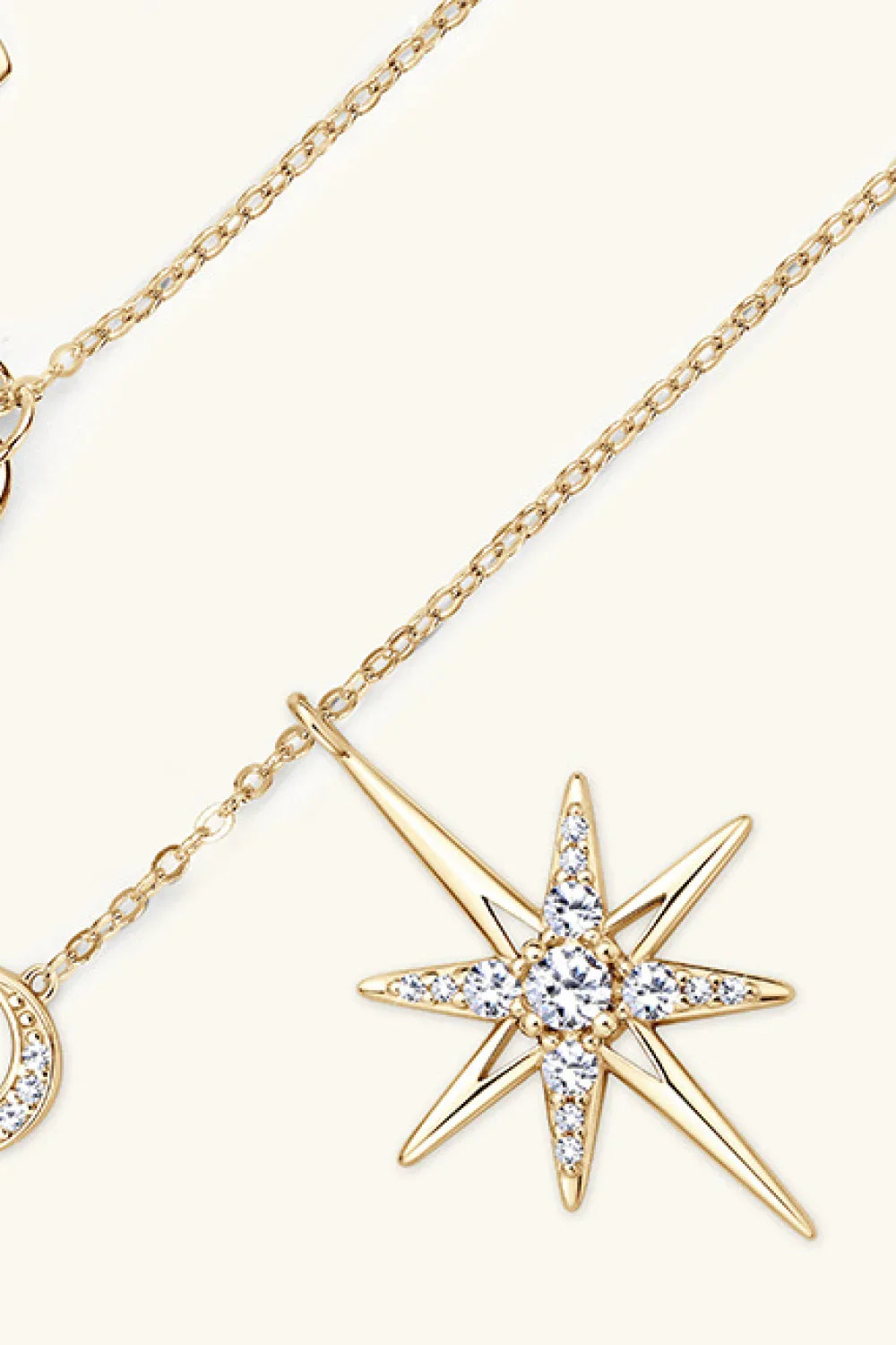 Moon Star Necklace - Platinum-Plated Moissanite Pendant Velanci