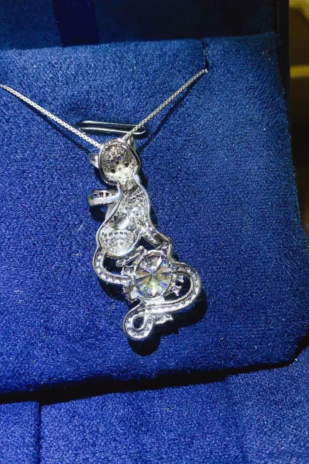 2 Carat Moissanite Necklace - Platinum-Plated Sterling Shine Velanci