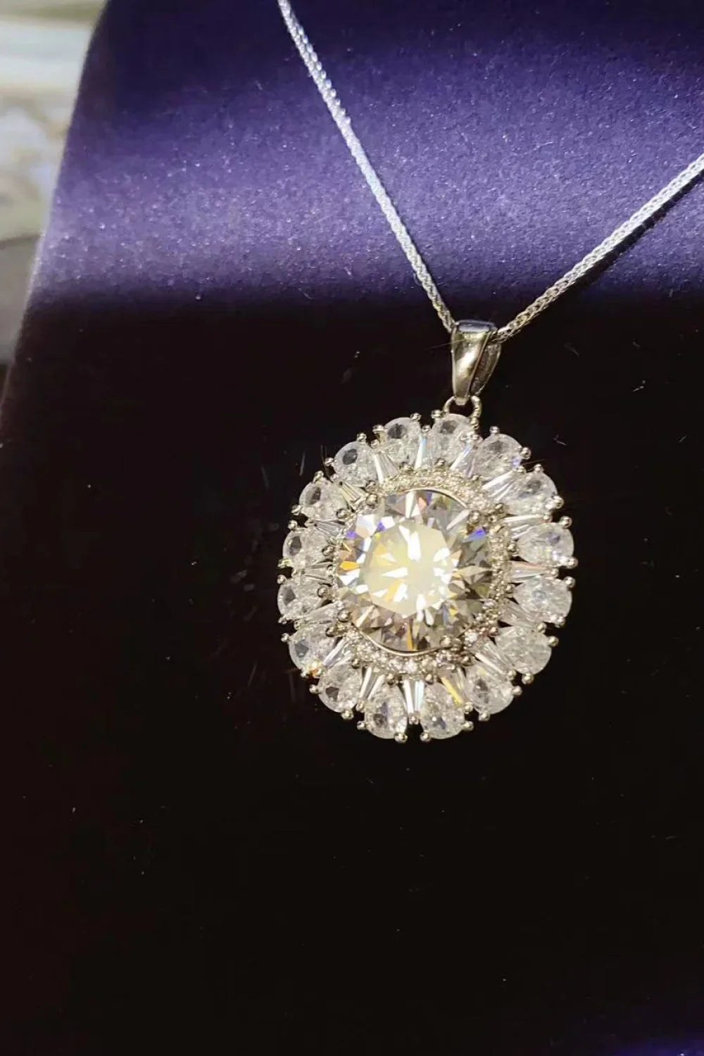 5 Carat Moissanite Platinum-Plated Sterling Silver Necklace Velanci