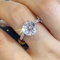Ring Sofia - Minimalist 3 Carat Moissanite Sterling Silver Women's Ring Velanci