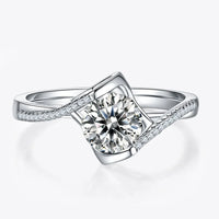 Ring Alessia - 1 Carat Moissanite Sterling Silver Twist Women's Ring Velanci
