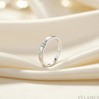 Inlaid Moissanite Ring Alessia - Coastal Rhodium Finish Velanci