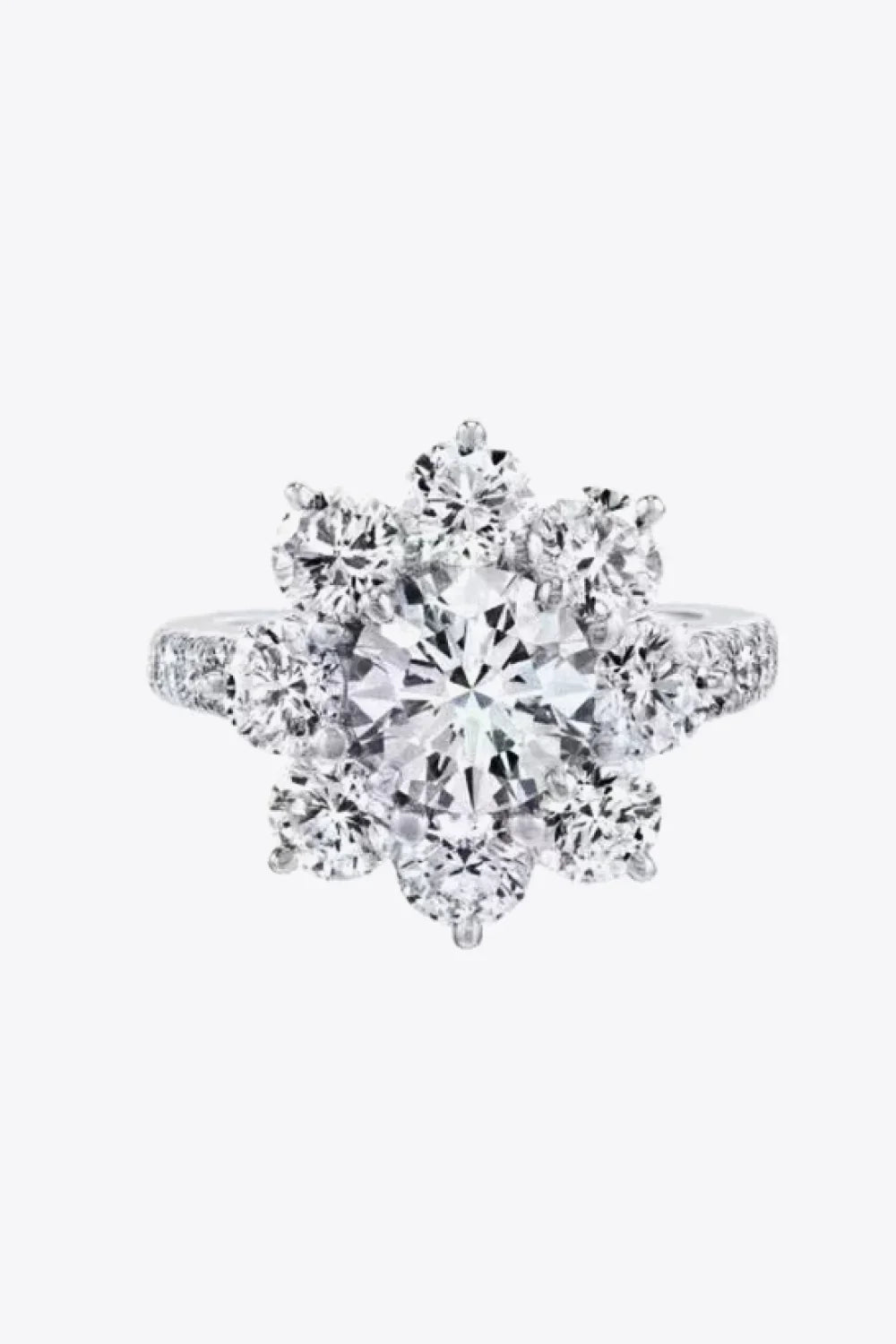 1 Carat Moissanite Flower Ring Sofia - Petal Halo Shine Women's Ring Velanci