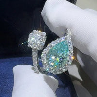 Sterling 2 Carat Moissanite Ring Elena - Bypass Halo Women's Ring Velanci