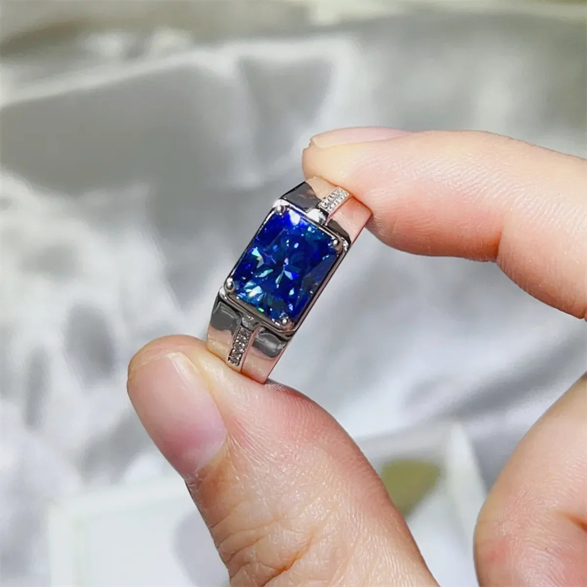 2 Carat Moissanite Sterling Silver Ring Valentina - Azure Women's Ring Velanci