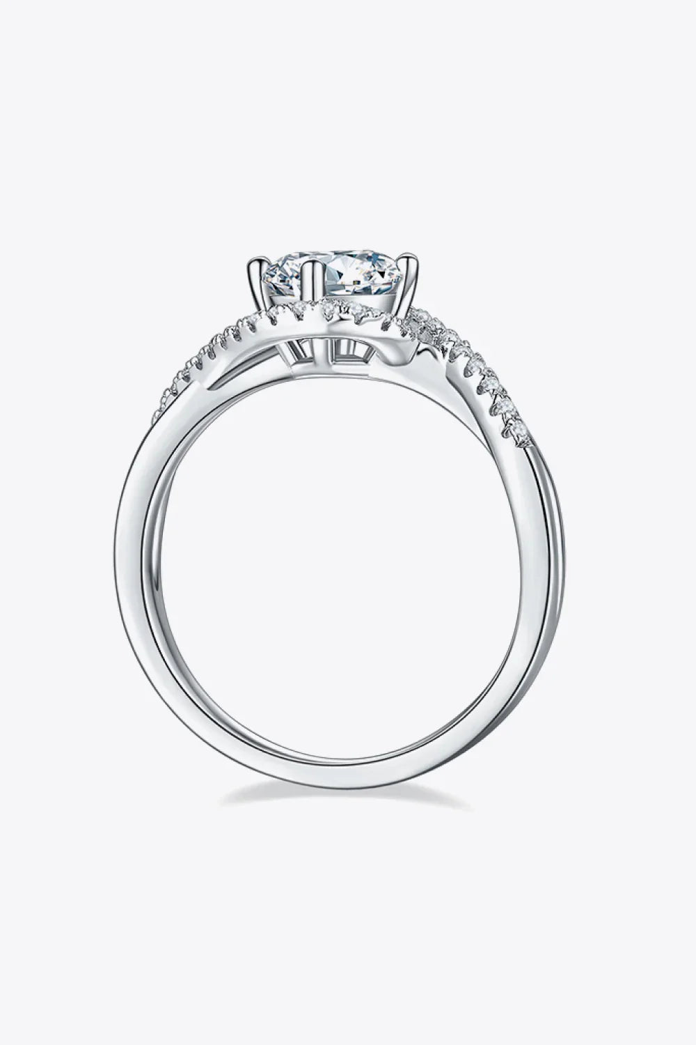 Moissanite Ring Ariella - Crisscross 1Ct Sterling Silver Women's Ring Velanci