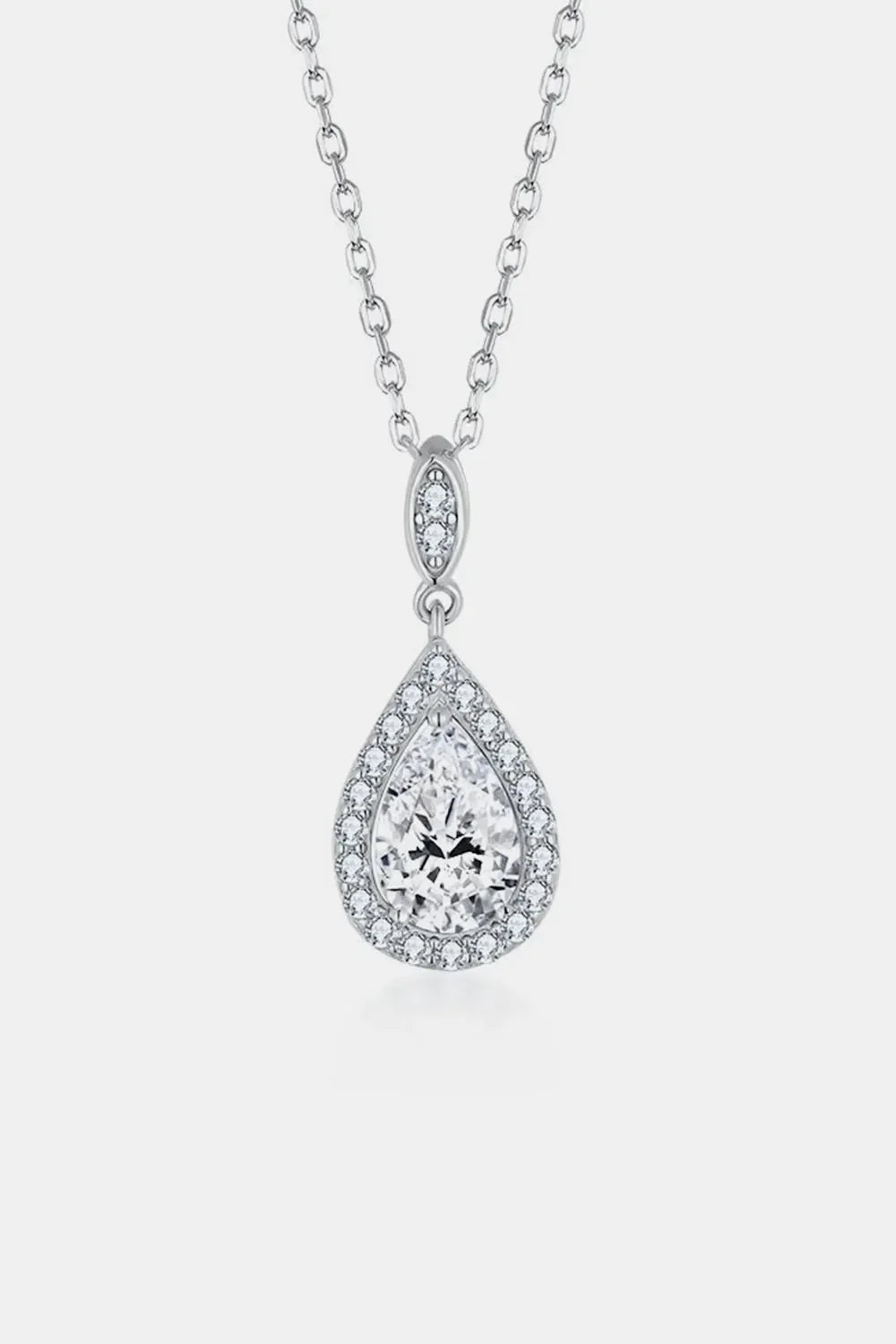 Moissanite Teardrop Necklace - Sterling Silver Shine Velanci