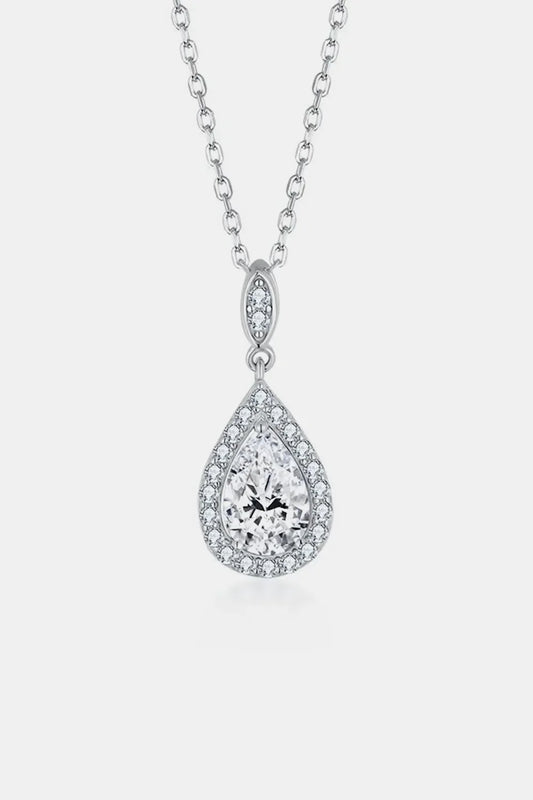 Moissanite Teardrop Necklace - Sterling Silver Shine Velanci