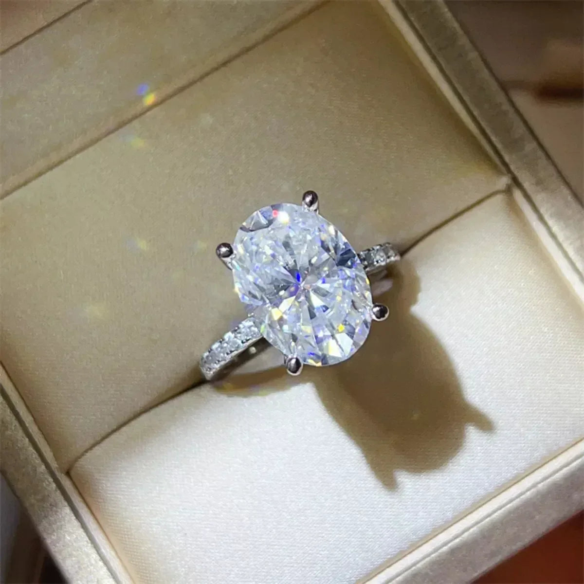 Ring Alessia - 8 Carat Moissanite, Pt-Plated Silver Women's Ring Velanci