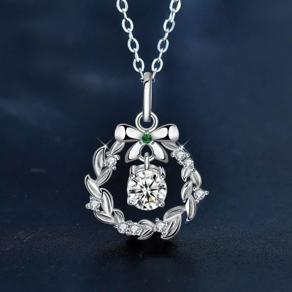 Moissanite Pendant Necklace - Adjustable Silver Chain Velanci