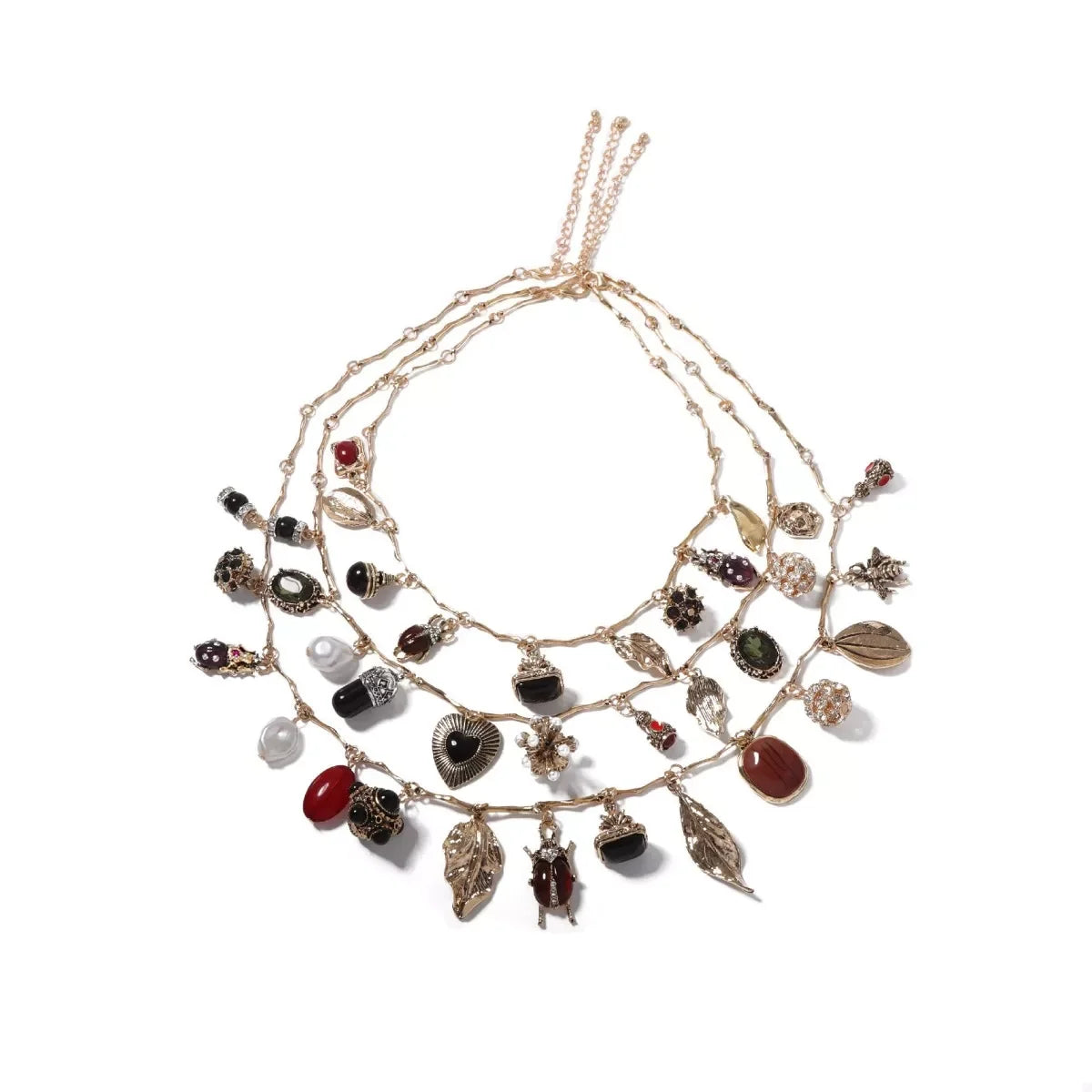 Gemstone Necklace - Three-Piece 18K Gold-Plated Layered Velanci