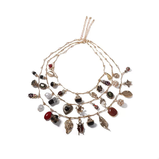 Gemstone Necklace - Three-Piece 18K Gold-Plated Layered Velanci