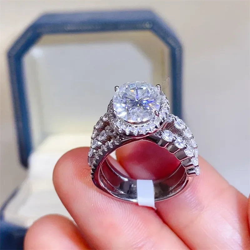Ring Giulia - 3 Carat Moissanite Sterling Silver Layered Women's Ring Velanci