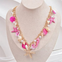 Shell Starfish Ocean Charm Necklace - Adjustable Chain Velanci