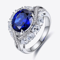 Ring Francesca - 5 Carat Lab-Grown Sapphire, Pt-Plated Women's Ring Velanci