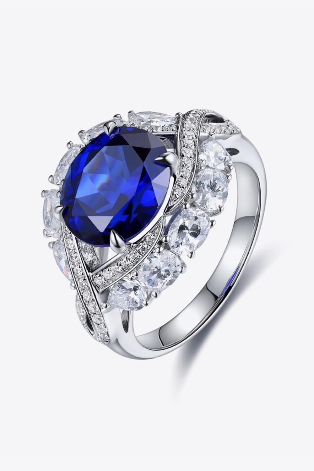 Ring Francesca - 5 Carat Lab-Grown Sapphire, Pt-Plated Women's Ring Velanci