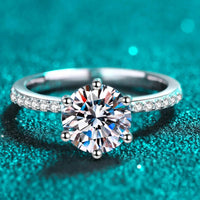 Sterling Silver Moissanite Ring Elena - 2 Carat Sparkle Women's Ring Velanci
