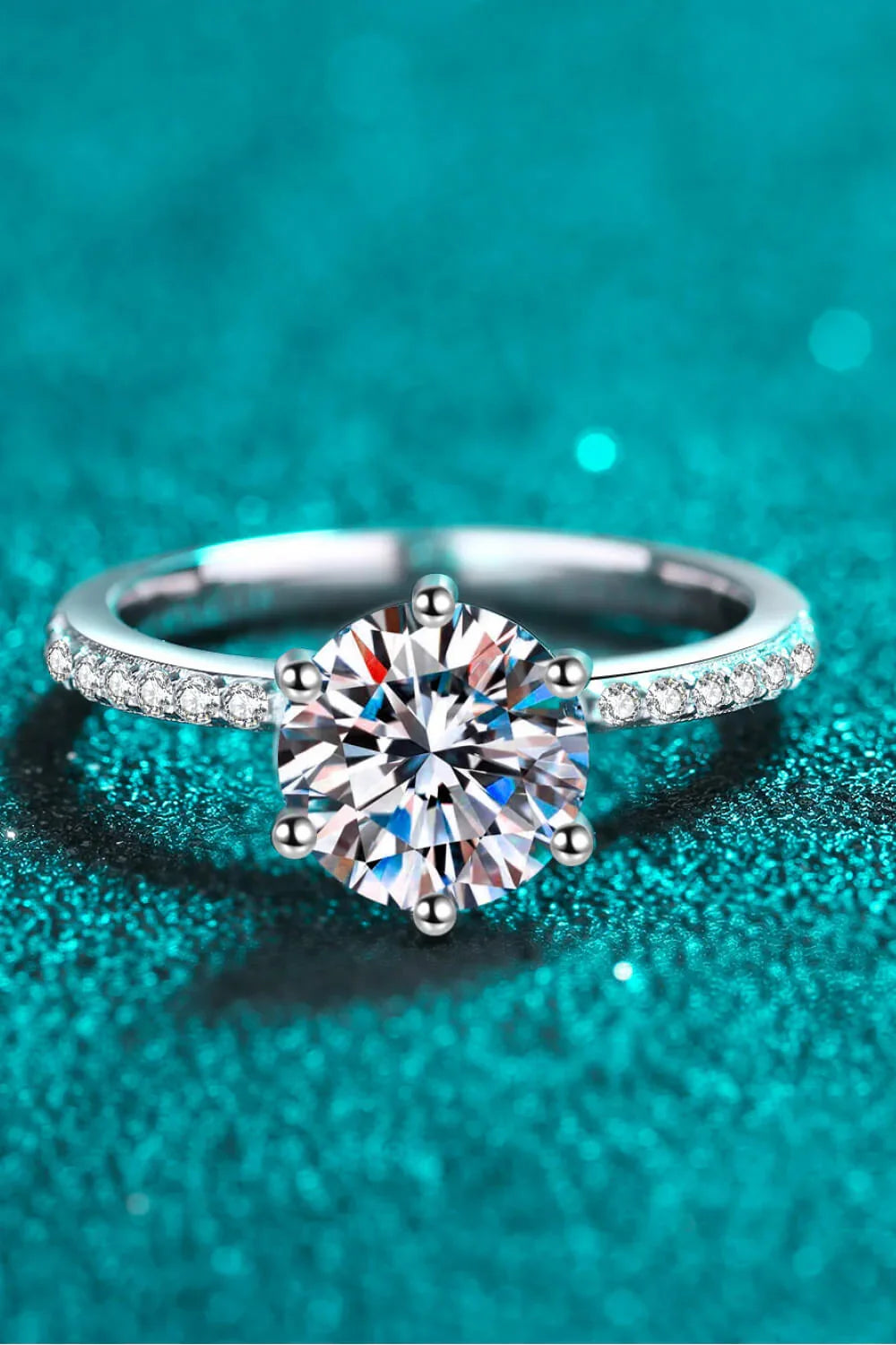 Sterling Silver Moissanite Ring Elena - 2 Carat Sparkle Women's Ring Velanci