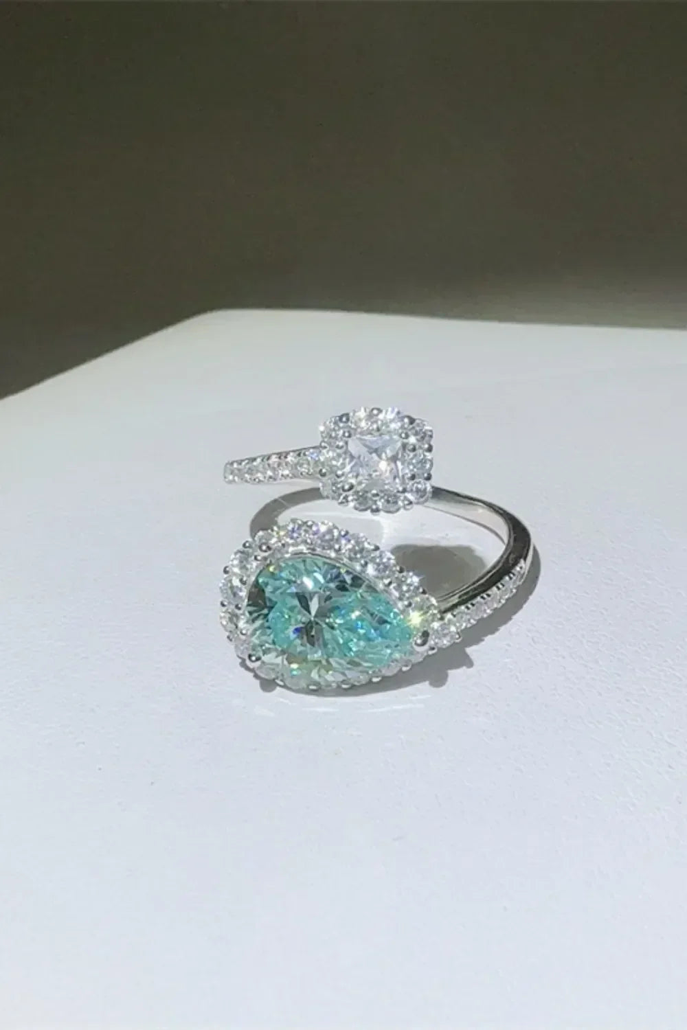 Sterling 2 Carat Moissanite Ring Elena - Bypass Halo Women's Ring Velanci