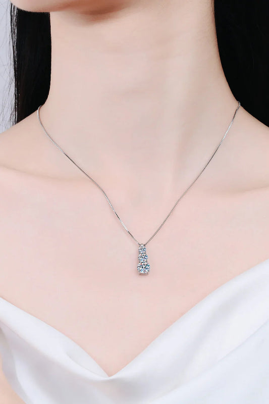Moissanite Triple-Pendant Necklace - Three-Stone Sparkle Velanci