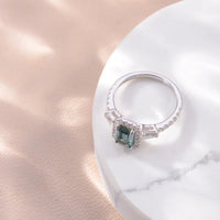 Moissanite Ring Giulia - Emerald-Cut Halo Sparkle 1Carat Women's Ring Velanci