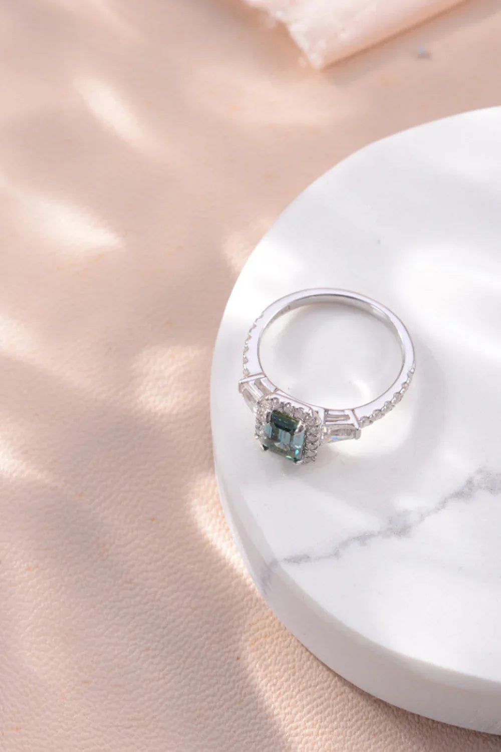 Moissanite Ring Giulia - Emerald-Cut Halo Sparkle 1Carat Women's Ring Velanci