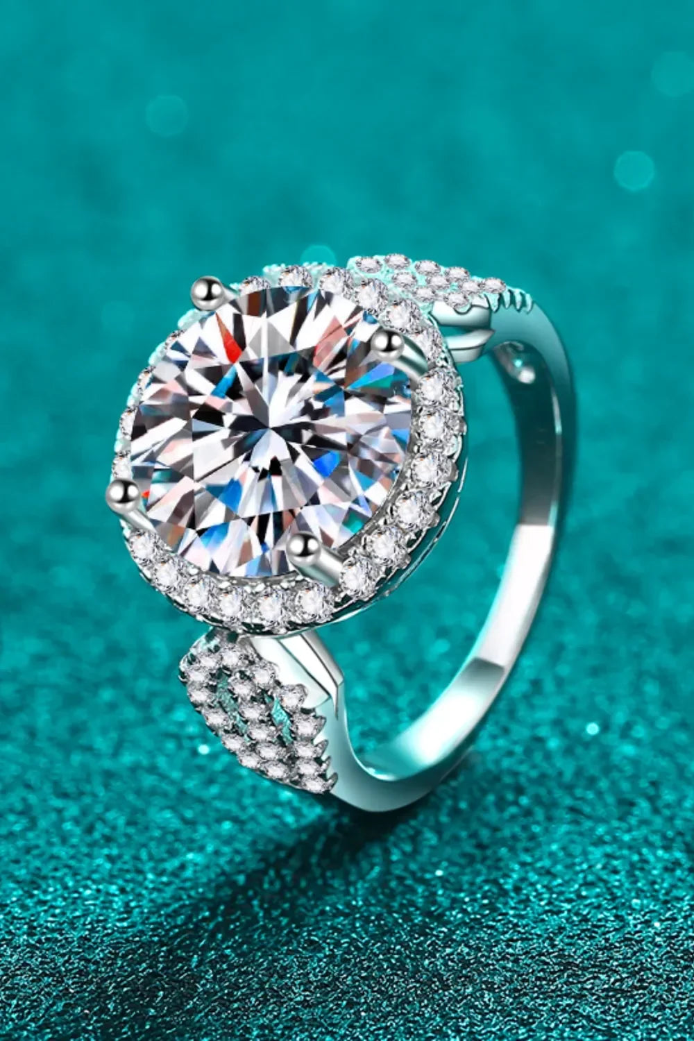 Ring Alessia - 5 Carat Moissanite Sterling Silver Halo Women's Ring Velanci